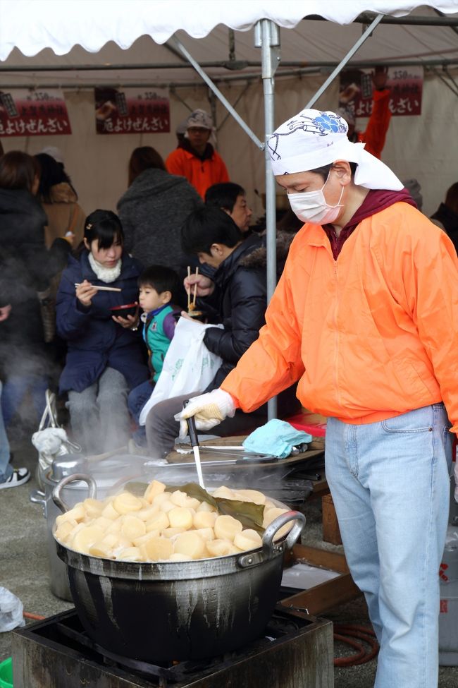 二の鳥居脇では厄除け大根が売られていました。<br />縁起物ですけど，この暖かさでは食べたいと思わないかな。<br />
