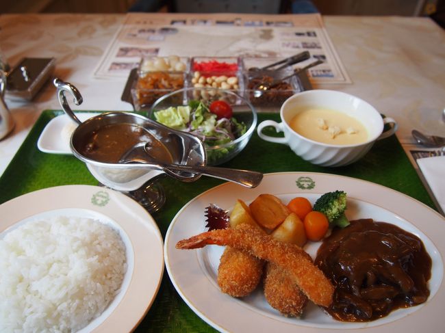 ホテルが早めにチェックインできたので、ちょっと休憩してから<br />ずっと行きたかった五島軒のレストランに。<br />明治カレー＆洋食セットをいただきました。<br /><br />カレーも美味しかったけど、フライが絶妙でした。<br />特にエビフライとコロッケ！最高でした。