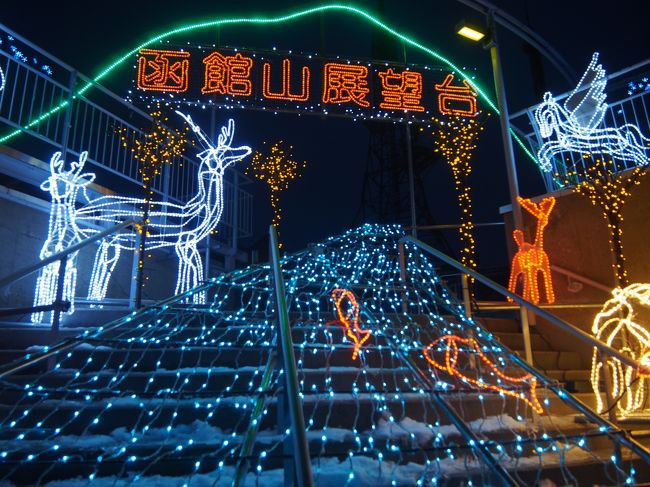 寒さに負けて展望台の一番前からなんとか抜けました。<br />その位置の奪い合いがすごかったぁ〜（苦笑）<br />ここの展望台はすぐ後ろに数段高い位置にもあるのですが<br />この時期はこのイルミネーションがあるので<br />いけませんでした。