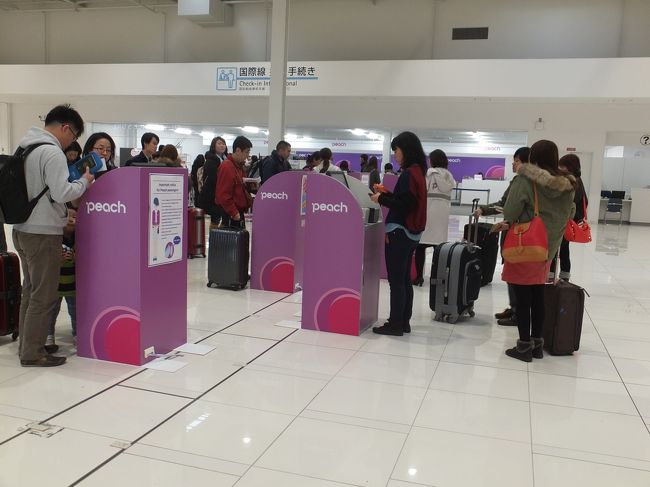 自動チェックイン機によって個人でチェックインを行う。機械の操作が分からずとも、グランドスタッフが立ち会っているので安心。