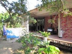 集合時間になるので、黒島研究所に向かいます。入り口の前の池になにかいます。もしかしてサメ？