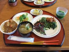 最終日（４日目）の昼食は南城市にある『ハーブカフェ・UKON SALON』でいただきました。

葉もの野菜が多い健康的なビュッフェのランチです。

ランチをとった人はハーブ園を無料で散策できます。一周して帰りました。

・ランチ　１人￥1,000円。