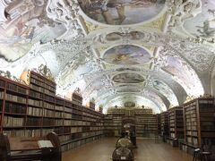 続いて、神学の間です。

ここも書架のある大きな部屋ですが、高さは哲学の間よりも低いです。

その分、天井画は大きく、白がメインなので、明るく感じました。