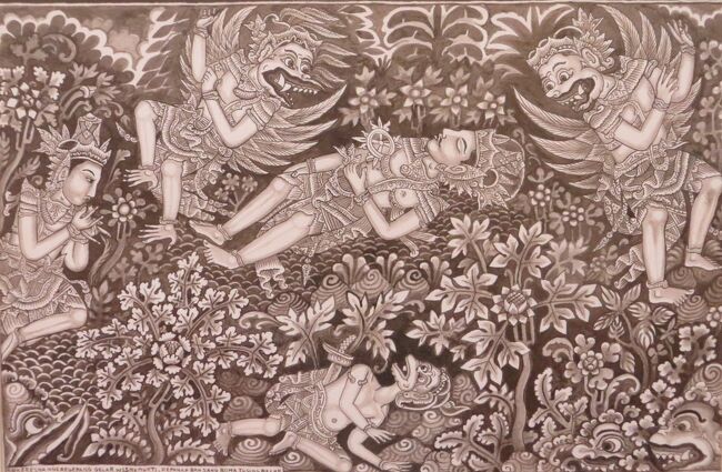 インドネシアバリ島ウブドの細密画 インドネシアバリ島ウブドの細密画 絵画