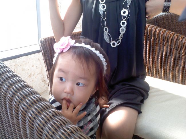 ホテル内教会での孫（１歳７か月）です。<br />ビックリしていました。<br />