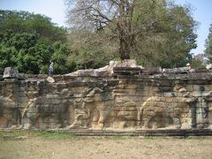 象のテラス

12世紀後半、ジャヤーヴァルマン7世によって築かれた延長300mを超えるテラス。公的儀式の巨大な閲兵席として使用されたそうです。

象のレリーフがかわいい☆