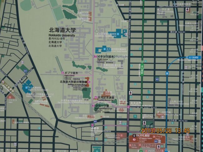 札幌駅にある、北大付近の案内板。