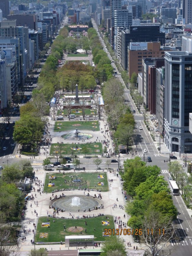 展望台から見た、大通り公園。