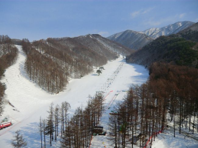 白銀のゲレンデ（リステルスキーファンタジア）が目の前だ。このスキー場の第2ペアリフトトップからFIS公認モーグルバーンがあり世界選手権モーグル競技会場になっている。