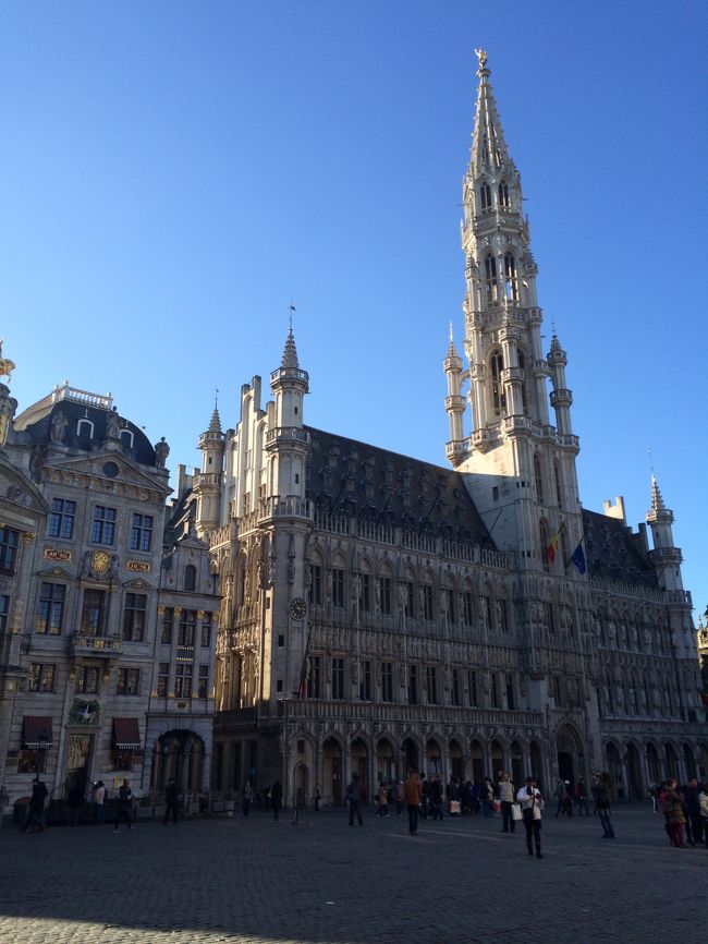 再びグランプラスに戻りつつ、チョコを買いあさりました。<br /><br />今回は、持ち込み制限のないチョコをお土産にしようと決めていたので、大量に購入しました。<br /><br />GODIVA、Leonidas、neuhaus、Mary、CORNE Port-Royal、La Belgique Gourmandeをハシゴしました。<br />それもかなりのスピードで。<br /><br />というのも、行きの電車が遅れたことで私の予定が狂ってしまい、ブリュッセルの滞在時間は1時間弱になりました。<br />そのため、大急ぎで観光と買い物をしました。<br />個人的には人がわんさかいる観光地はあまり好きではないので、元々2時間の滞在予定でしたが…笑