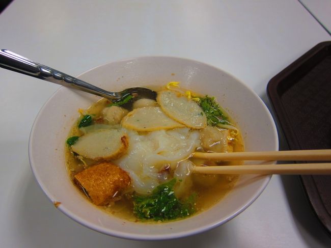 上海⇒バンコクの機内食があまりにもひどかったので、バンコクスワンナプーム空港にてラーメン食べました。<br />場所はいつもの１階にあるフードコート。<br />母・さなえこのラーメンを食し、おいし〜と。<br />やっぱり安定した感じがありますね〜☆