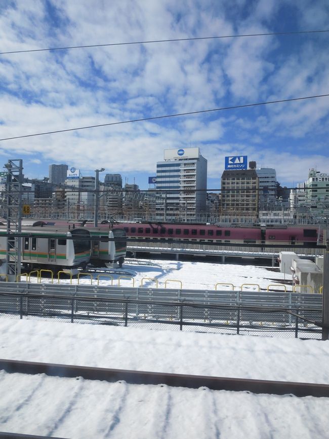 雪が積もった線路。