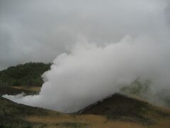 有珠山　西山火口

遊歩道が整備され、平成12年（2000)の大噴火の跡が公開されています。火山灰に埋もれた電柱、道路に出来た断層群、倒壊した建物など、自然の脅威を感じます。波打った道を歩いていると、三半規管が弱いせいか、気分が悪くなりました。
