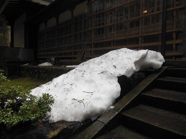 雪はところどころ摘みあがっています。<br />福井市内は全然雪なかったけど、途中の敦賀あたりは<br />まだ雪残ってましたね。<br />