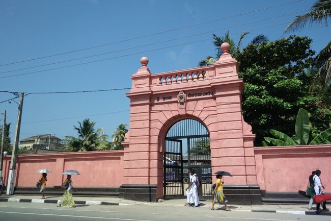 帰り道ピンクの可愛い門を見つけた。<br />学校かな？