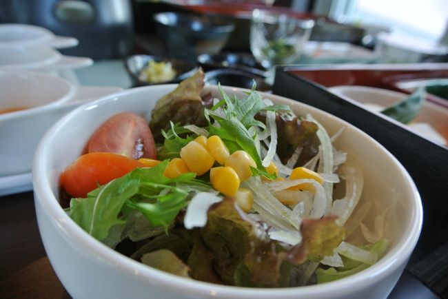 新鮮サラダに３種のドレッシング。<br /><br />その他、ゆし豆腐や<br />小鉢いろいろ・・・