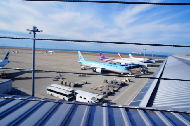 出発の空港から。<br /><br />たぶん自分が搭乗するのと全く関係ない飛行機