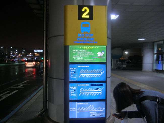 あっという間にプサン空港に到着。インフォメーションで釜山駅行きバスは２番と教えてもらいました。