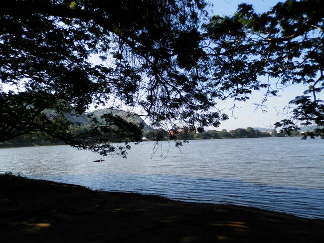 早朝。<br />早速、シーギリヤロックに向けて出発。<br />ガイドさん運転手さん付なので何の心配もいりません笑。<br /><br />写真は途中休憩で立ち寄った、クルネーガラという町の近くの湖。（たしか）<br />まだあまり暑くないので気持ちいい〜