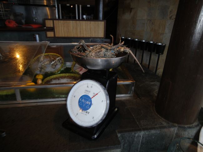 ロブスターを頼むと重さを量って貰えます。５００グラムでした。