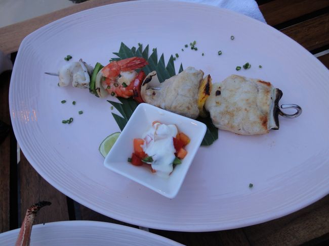 イカ、えび、魚のBBQです。