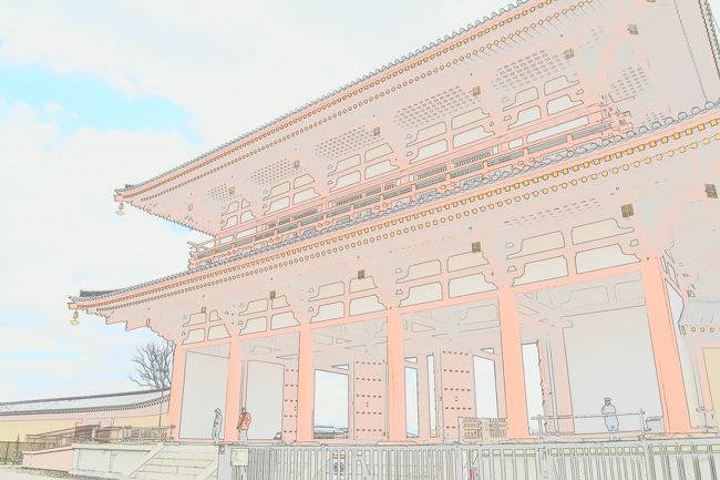 平城京跡・朱雀門<br />すみません。カラースケッチモード。<br /><br />平城宮跡はとにかく広大！<br />東西約1.2km、南北約1.0kmもある〜。<br />