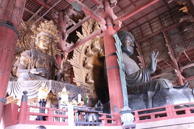 　　　　大仏さまは左右には、菩薩さま。。<br /><br />『虚空蔵菩薩像』（重要文化財）<br /><br />虚空蔵菩薩とは広大な宇宙のような無限の智恵と慈悲を持った菩薩、という意味である。そのため智恵や知識、記憶といった面での利益をもたらす菩薩として信仰される。（Wikipediaより）