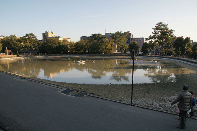 ●猿沢池＠奈良公園<br /><br />貴重な水抜きされた人工の猿沢池。<br />外来種の亀が増えたので、環境整備のため、18年振りに水抜きをしたそうです。<br />大事なのは、マナーですね。<br />