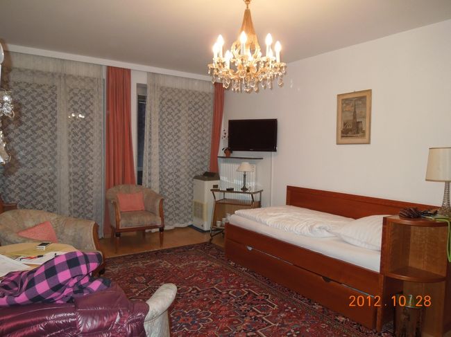 ペンション・ザッハー<br /><br />４泊で360ユーロ<br /><br />この時１EUR=JPY108<br /><br />奥様が日本の方で、部屋の案内をしていただきました<br /><br />昨日ウィーンは初雪だったそうです<br /><br />部屋は一人には十分すぎる広さで、こんないい場所にある部屋に泊まれるなんて・・！とさっそく幸せな気持ちになりました<br />　<br />ああ〜〜これからの４日間が楽しみ！<br />