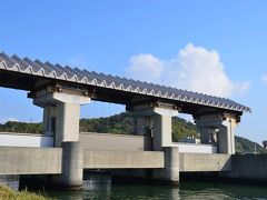 萩間川右岸の臨時駐車場に車を止めました。
近くの水門です。