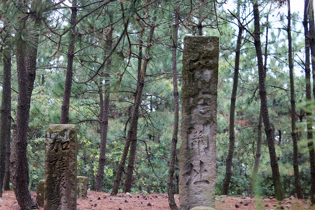 安宅の関の石碑。<br />年代的に古いもので、安の字の一部が欠けています。<br />