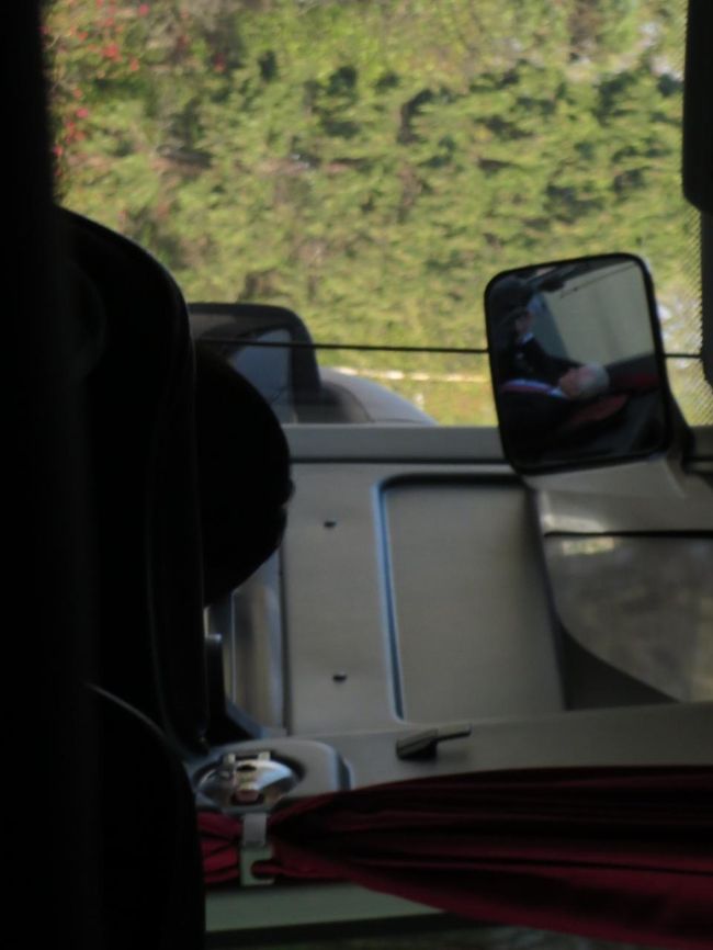 ミラー越しに、かっこいいジョンさんの運転姿をパチリ♪