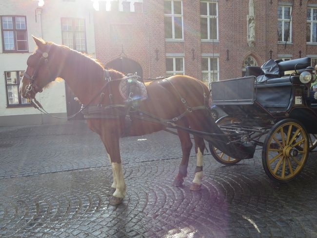 後ろの道には、馬車（逆光ですね・・・）