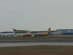 フランクフルト空港到着。
かわいいハリボーの飛行機が見えました。
