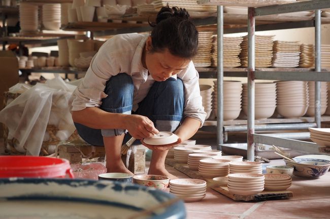 見られながらも一生懸命作っています。