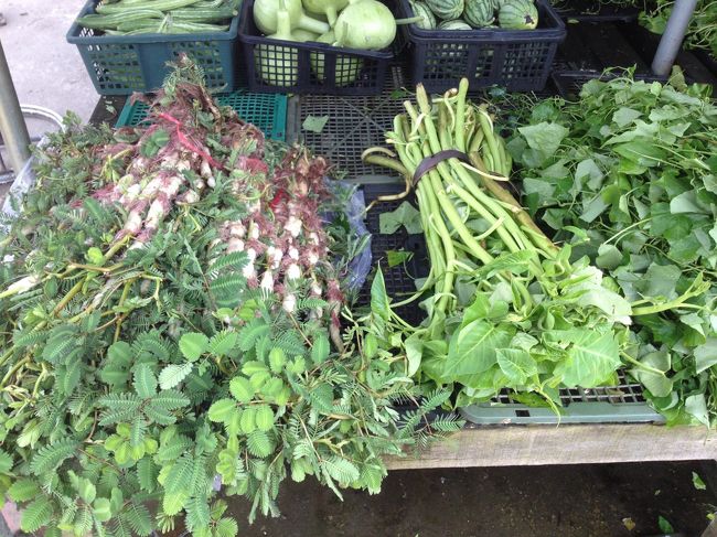 新鮮な野菜がたくさん並んでいます。<br />どう料理すればいいのかよく分かりませんが、バンコクの市場より安い！