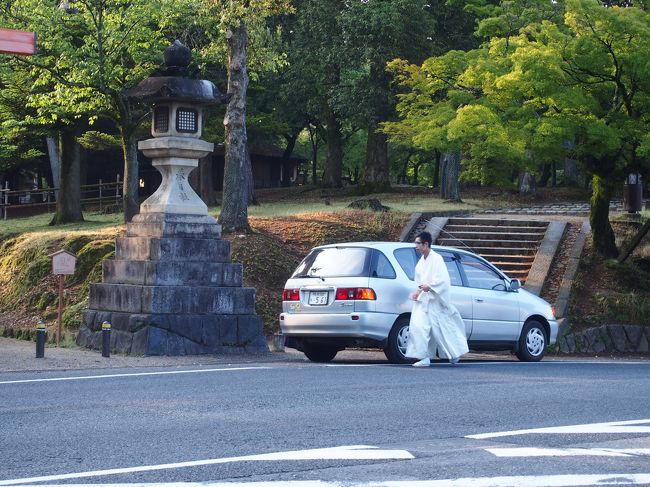 ・・・と、鳥居前で止まった一台の車から神主さんらしき方が降りて来られました。