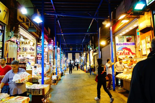歩いて直ぐのエジプシャンバザールを通ります。<br />相棒は直ぐにタクシーや乗り物に乗ろうとしますが、<br />リハビリの為にも歩かせます。<br />右側のキャビアのお店に立ち寄ると、<br />相棒は今までロシア産のキャビアが最高だと思っていたのに、<br />トルコ人店員よりイラン産がベターと聞いてガッカリ。