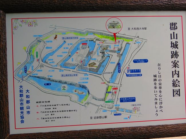 大和郡山城跡の全景図<br /><br />内堀が変っていますね〜