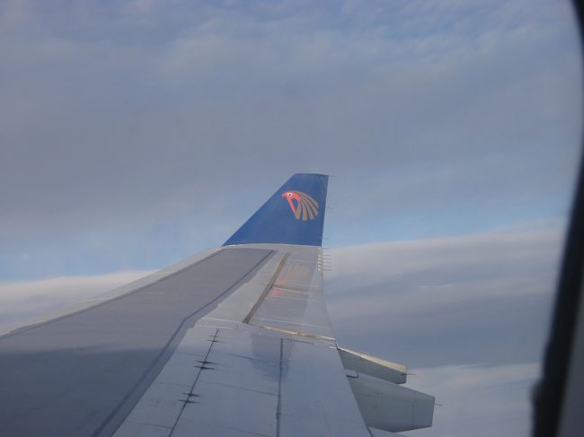 座席は古く、テレビも何箇所かに設置されているだけで、<br />しかも放映される映画の字幕はアラビア語でした。<br />飛行時間が１５時間。長かった。<br />カイロ到着は深夜12時でした。<br />