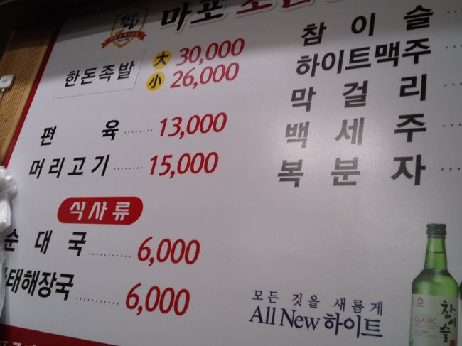 ゆっくり飲みながら食べたかったので、チョッパル小26000wをひとつ包んでもらいます。<br />『小』なのに、ものすごく大きなずっしり重たいビニール袋がやってきました。<br />大変な混雑ぶりに落ち着かなかったので、スンデクッだけ食べておかずや葉っぱも持ち帰らせてもらいます。<br />もう少し早い時間に行けばよかったです。