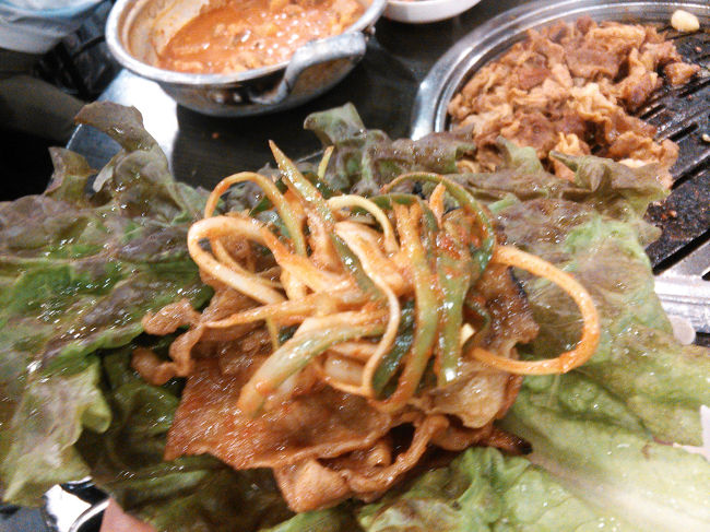 お腹いっぱい！おいしかった〜<br /><br />明洞に帰る途中に夜食用に<br />から揚げをテイクアウトしたけど、あまりにお腹いっぱいで翌朝の朝食となりました(>_<)<br /><br />ホテルに戻り2日目は終了。<br /><br /><br /><br />旅行記はPart2へ続く…<br />