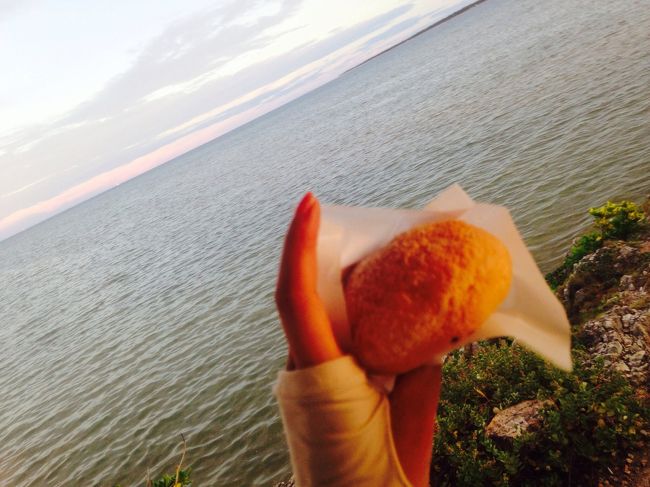 先に旅行していた長男と出会いました。<br />離島ターミナルの前にあったケーキ屋で買ったという<br />息子からのお土産です。<br />クリームたっぷりでおいしいわ！！