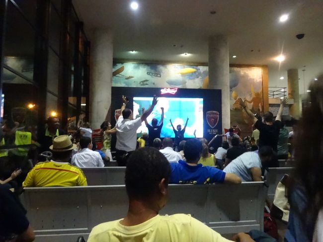 ゴールを喜ぶブラジル人