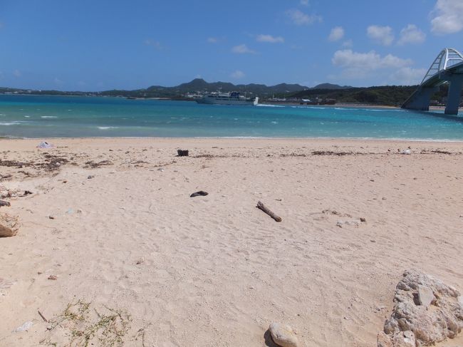 ４日目は、瀬底ビーチでの海水浴と今帰仁城と読谷村でやちむん購入をします。<br /><br />まず瀬底ビーチを目指して北上しました。しかし、残念ながらビーチが強風のためにクローズドという事で断念。諦めきれなかったので、うろうろ走っていたら、偶然同じ瀬底島内のアンチ浜という海水浴場に着きました。<br />景色の良い所でした。この後の予定もあるのに時間を忘れて過ごしてました。