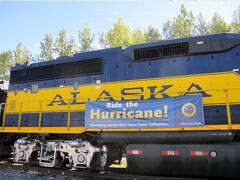 チェックアウト後にタルキートナ（Talkeetna）の町に向かいます。
町に入ってすぐのところに、アラスカ鉄道の車両が停まっていました。
この列車は “ハリケーン・ターン （Hurricane Turn）” と呼ばれ、アメリカで唯一のフラッグ・ストップの電車です。
タルキートナとハリケーン地区（Hurricane Gulch）の間で運行され、その区間では白旗を振ると どこでも電車が停まって乗車できます。
