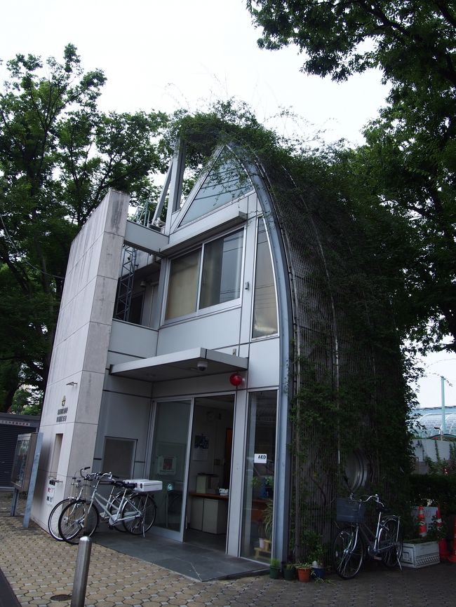 荒川遊園地前停留所の前（←くどい）にある交番。<br /><br />なんだかスタイリッシュです。