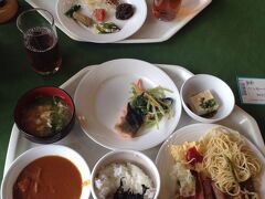 ４日目、お決まりの朝食写真から。
今朝はカレーを食しました。トマトが多く使われているのか、酸味が効いた辛口カレーです。
日替わりは、焼き魚、煮物、パスタ。その他はほぼ同じ。