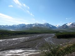 ポリクローム峠（Polychrome Pass）にさしかかってきました。
トクラット川（Toklat River）が網目状に広がります。