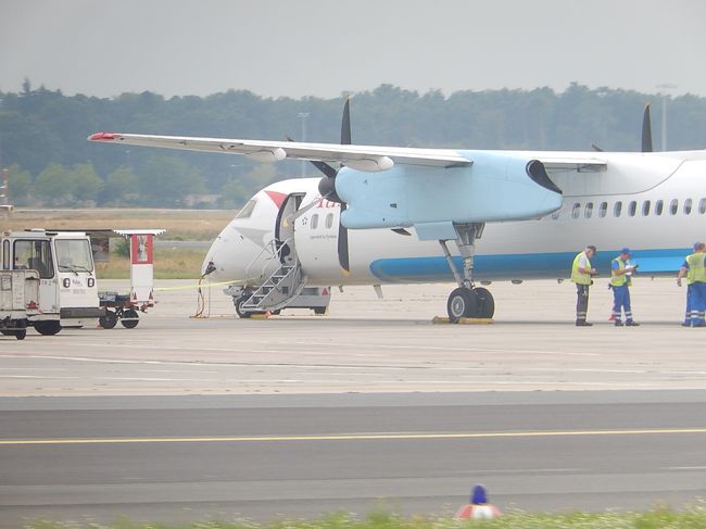 搭乗機はプロペラ機であった